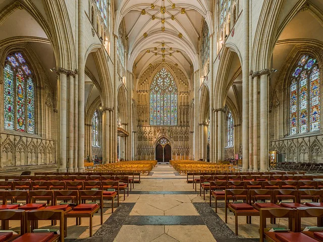 The magnificent nave of York Minster, North Yorkshire.