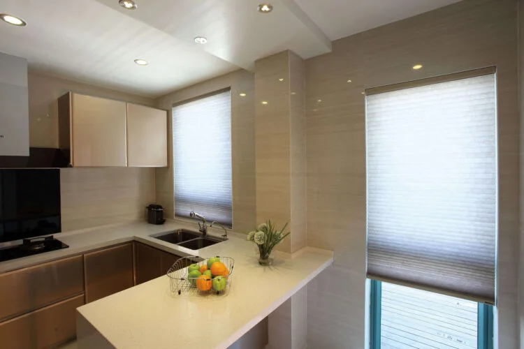 Fabric blinds fitted in a Halifax kitchen.