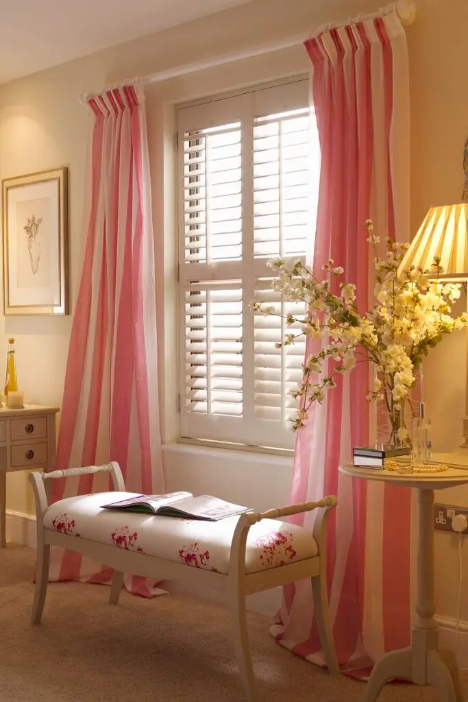 Lounge bay and bedroom plantation shutters in an Otley home