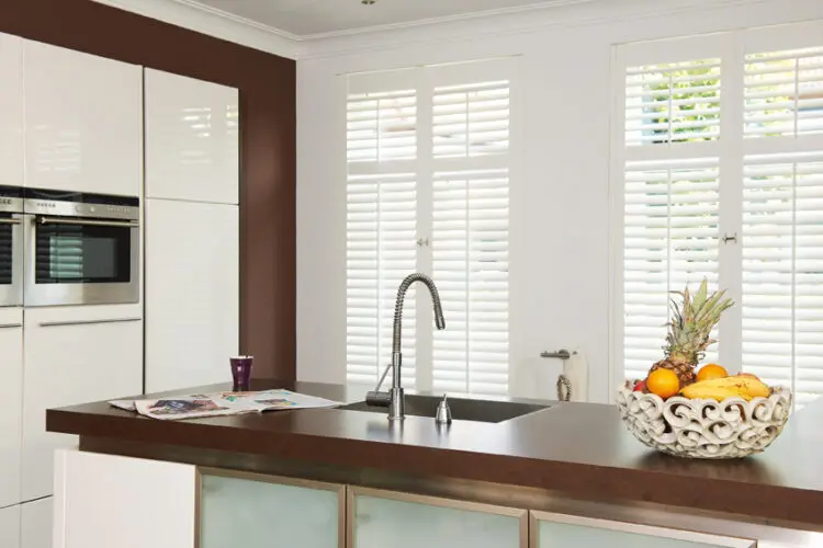 Tier-on-tier plantation shutters in an Acomb York kitchen-diner