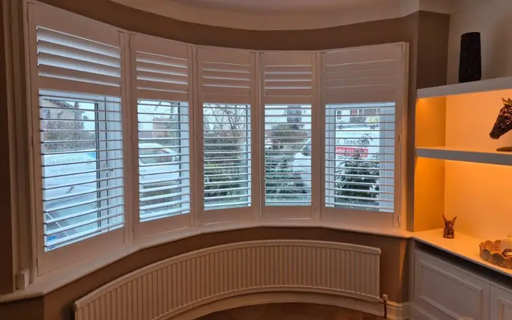 Curved bay plantation shutters in Pudsey, Leeds, Pudsey, Leeds