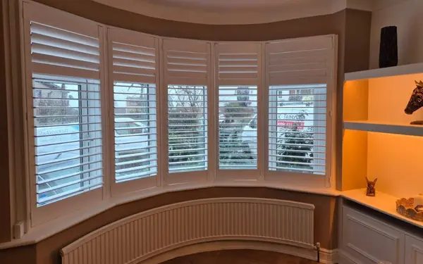 Curved bay plantation shutters in Pudsey, Leeds, Pudsey, Leeds