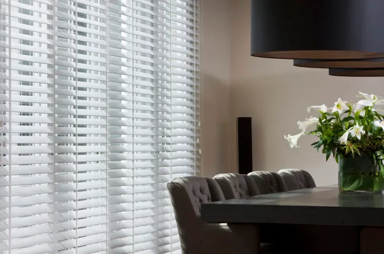 Wooden blinds in a Colton kitchen