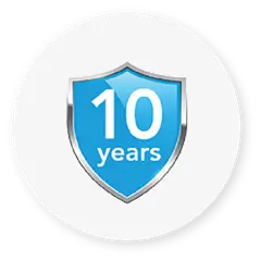 ShutterLuxe 10 year warranty badge