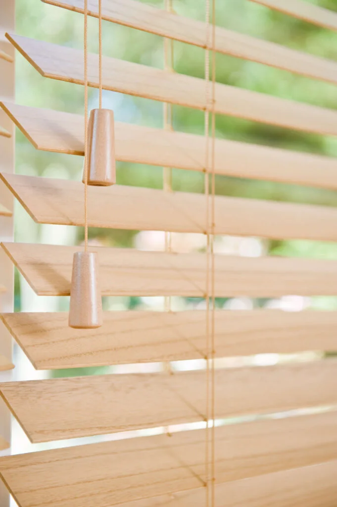 Wooden Venetian blinds fitted in a Bradford home.